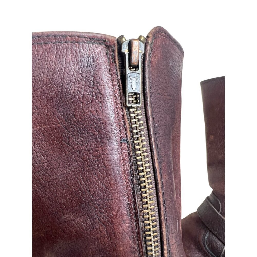 Frye Brown Leather Jayden Moto Boots - Picture 6 of 12
